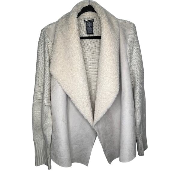 Chelsea & Theodore Shearling Knit Open Cardigan Sweater Sherpa Jacket Autumn XXL - Picture 1 of 4